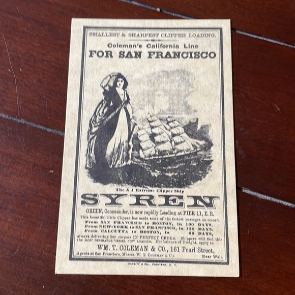 Clipper Ship Sailing Notices as Postcards - Picture 4 of 8